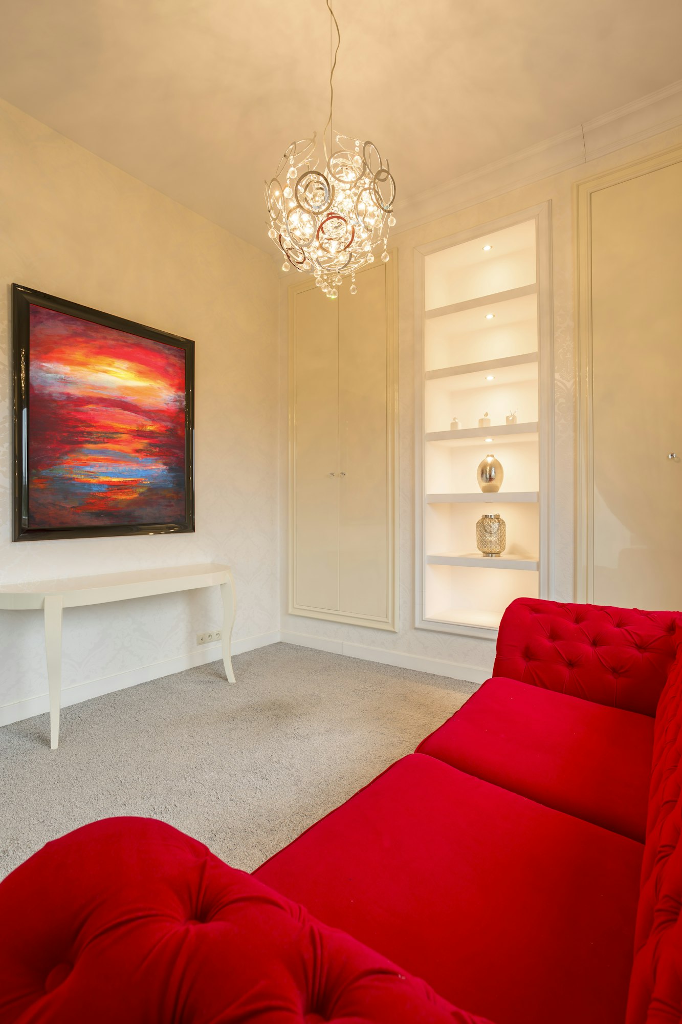 Grey and red apartment